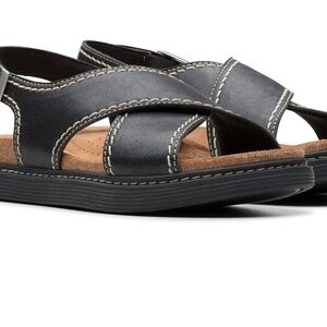 Clarks arwell sling sandal black leather size 8